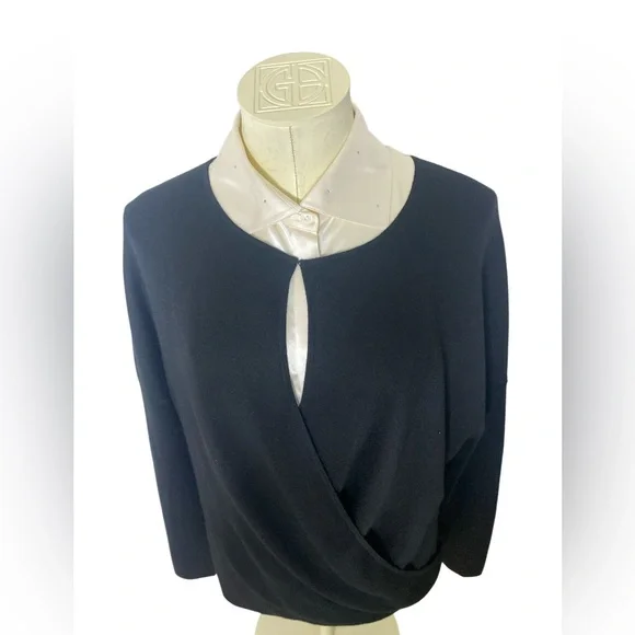 DEREK LAM 70%CASHMERE 30% SILK WRAP SWEATER BLACK SIZE M PRISTINE CONDITION
